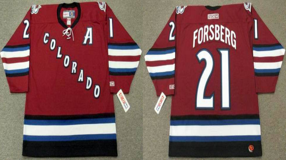 2019 Men Colorado Avalanche 21 Forsberg red style 2 CCM NHL jerseys